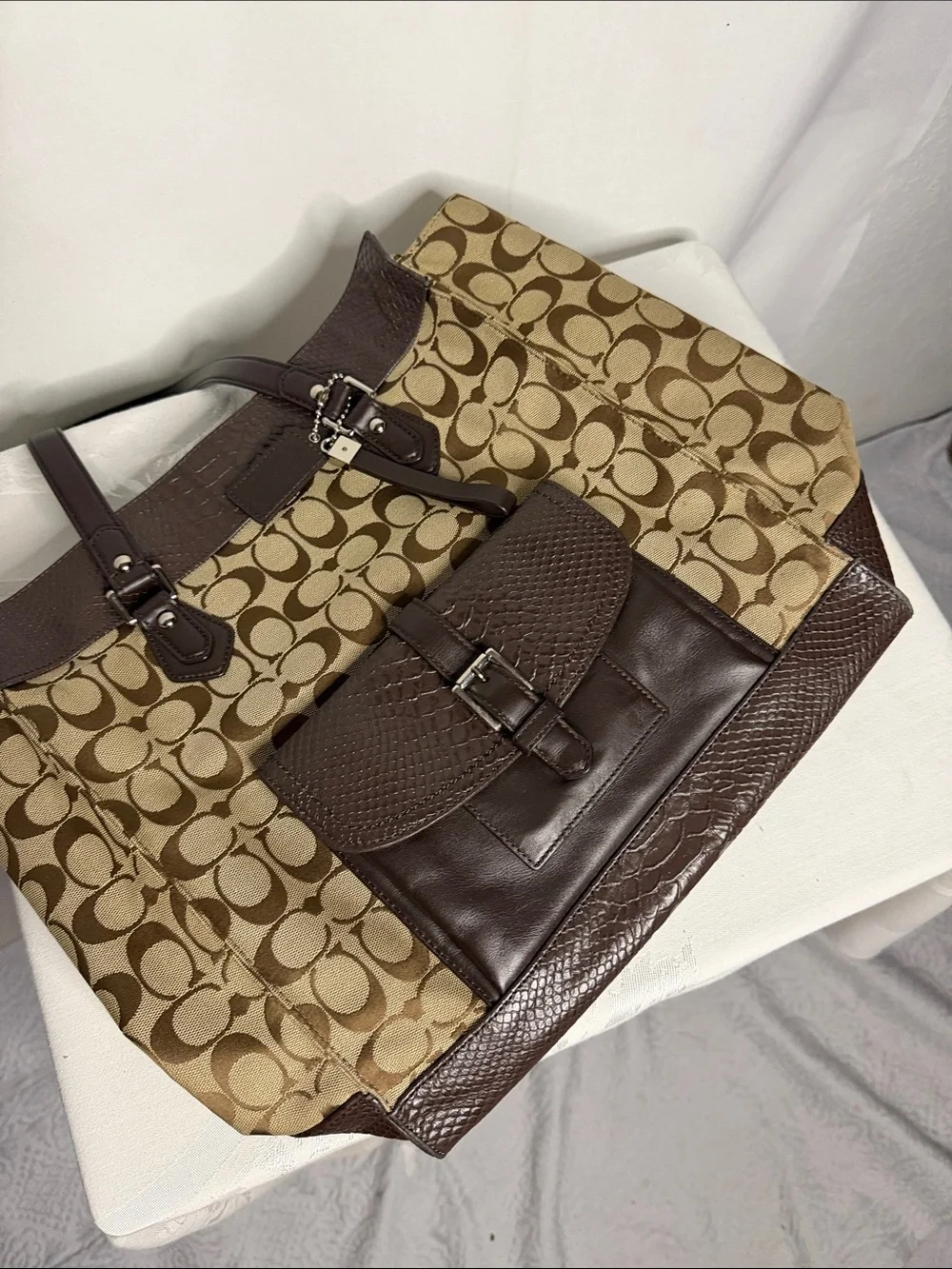 Coach Charlie Signature Python Tote